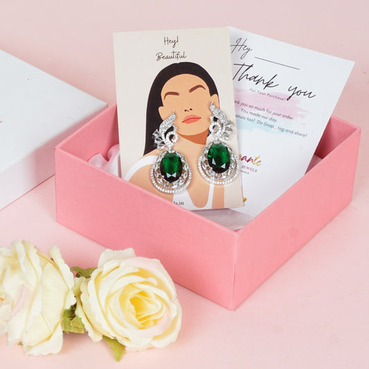 Peacock Emerald Green Diamond Earrings