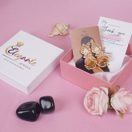 Pink Jhumka gold plated Earrings