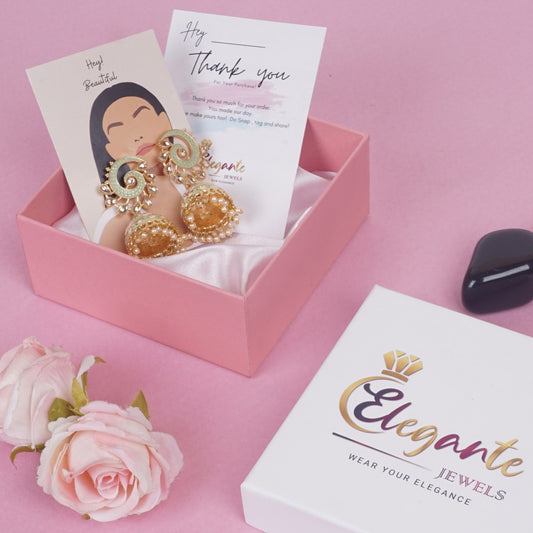 Mint Green Jhumka gold plated Earrings