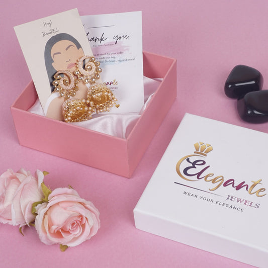 Pink Jhumka gold plated Earrings