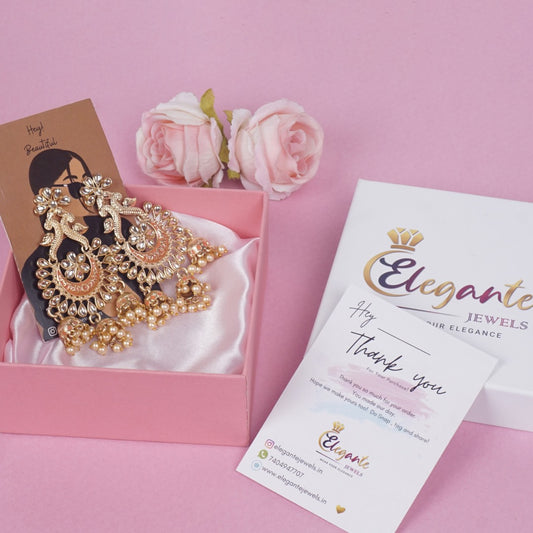 Rose Gold Plated Chandbali Jhumka Earrings
