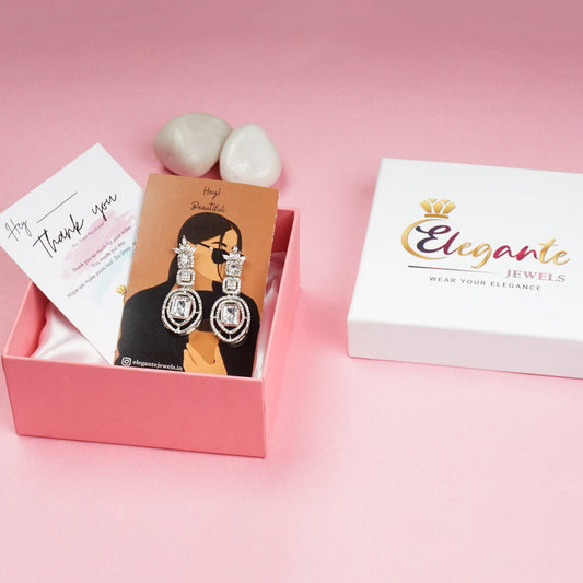 Silver Diamond Drop Earrings