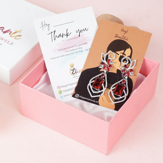 Emerald Red Diamond Earrings