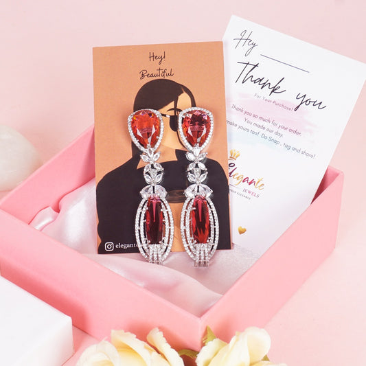 Zircon Red Diamond Drop Danglers