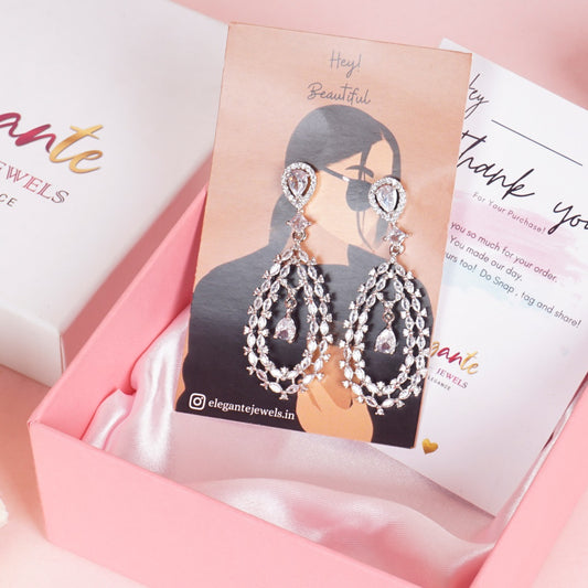 Elegante Silver Drop Danglers