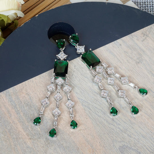 Zircon Green long Diamond Danglers