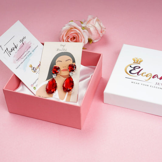 Exquisite Red Zircon Earrings