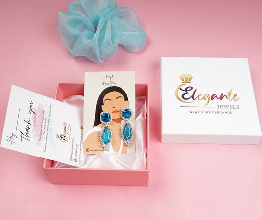 Blue Diamond Drop Earrings