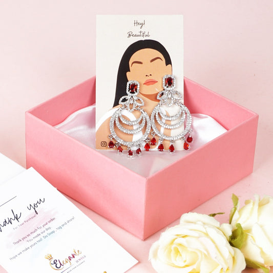 Red Ruby Chandbali Diamond earrings