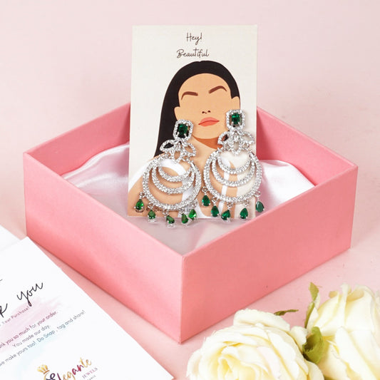 Green Chandbali Diamond Earrings