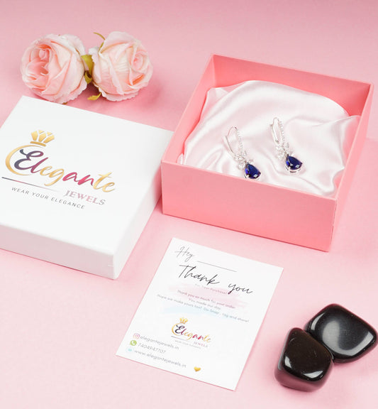 Dark Blue Zircon Drop Earrings