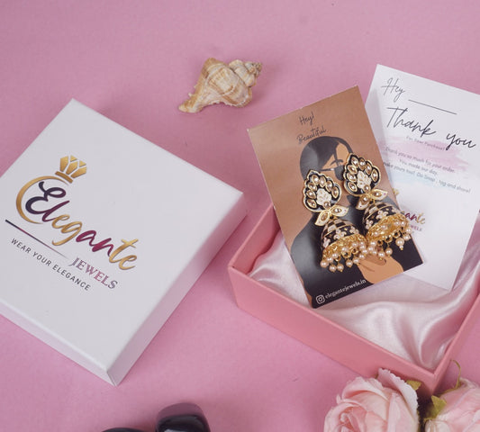 Black Jhumka gold plated Earrings