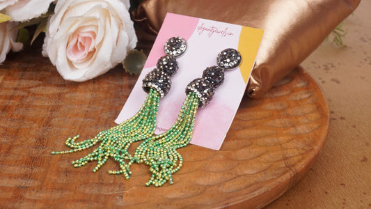 Green Beads hanging Earrings