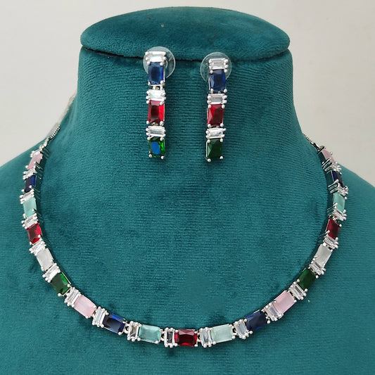 Stunning Sleek Multicolor Diamond Necklace set